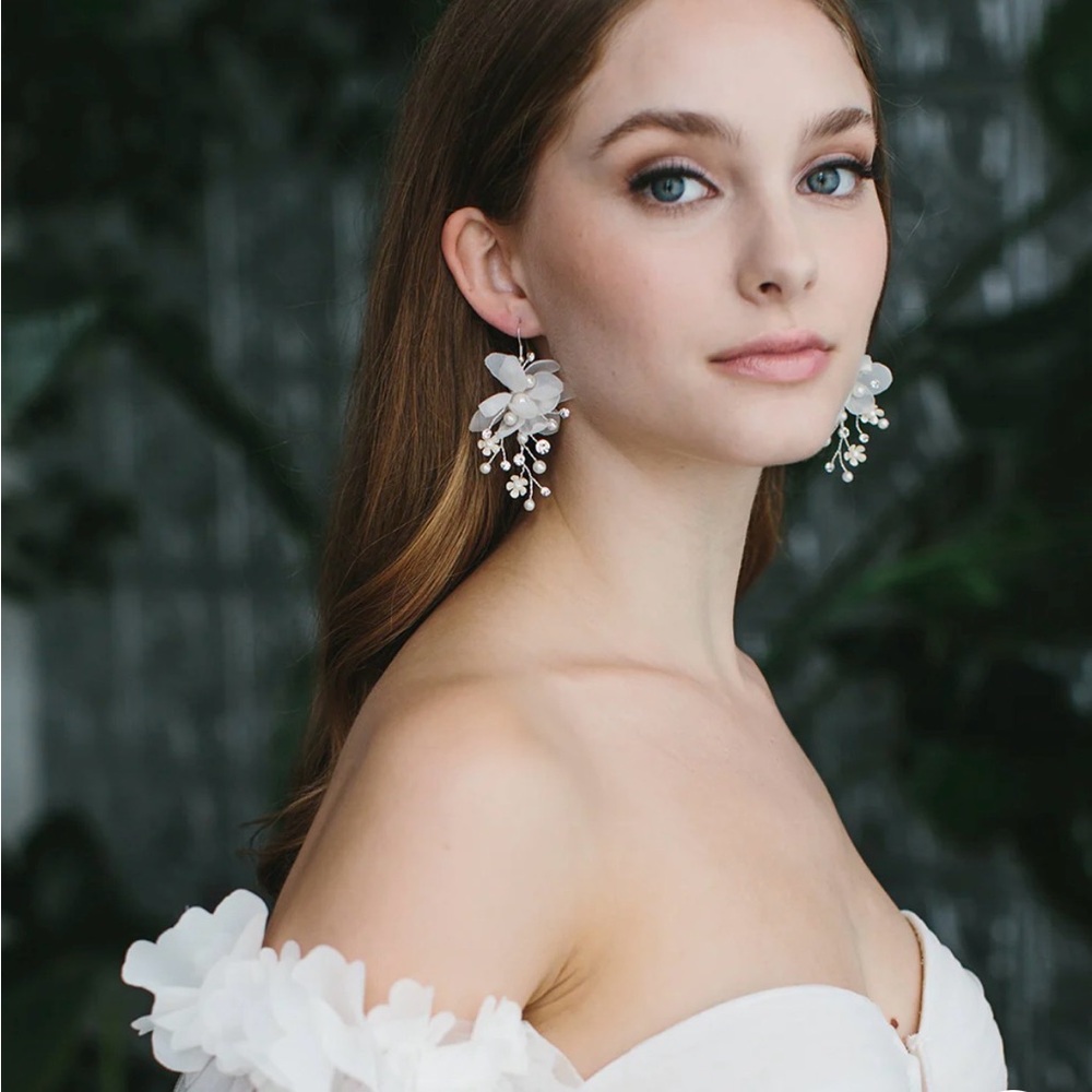 Dareth Colburn Tulle Flower Drop Earrings